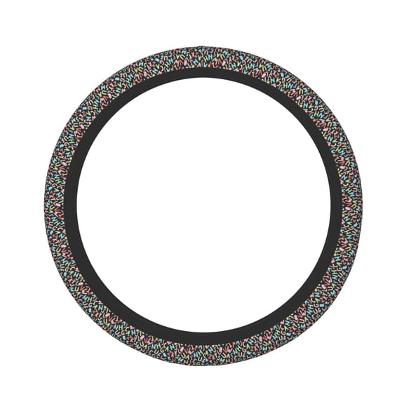 Logiee Alphabet Print Breathable Elastic Steering Wheel Cover, Non-Slip Stretch Steering Wheel Protector,Universal 15 Inch Fit Auto, Suvs, Truck