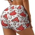 thumbnail image 1 of Logiee Amanita Red Mushroom Print Women's Biker Shorts,Workout Gym Shorts,Scrunch Shorts,Tummy Control Hidden Scrunch Running Yoga Shorts-Large, 1 of 8