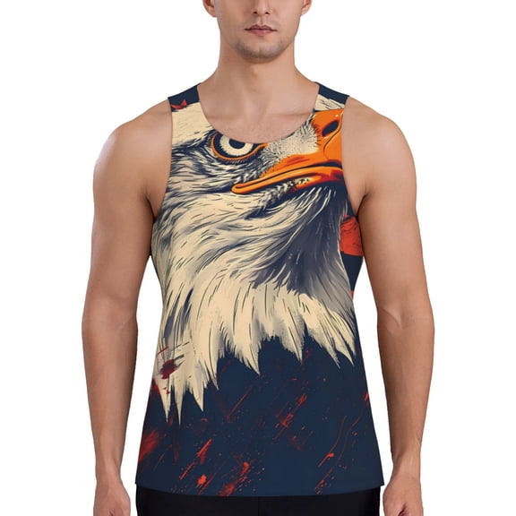 Logiee American Bald Eagle A Print Men's Workout Tank Top,Quick Dry Workout Tank Top,Gym Muscle Tee,Fitness Bodybuilding Sleeveless T Shirt-XX-Large