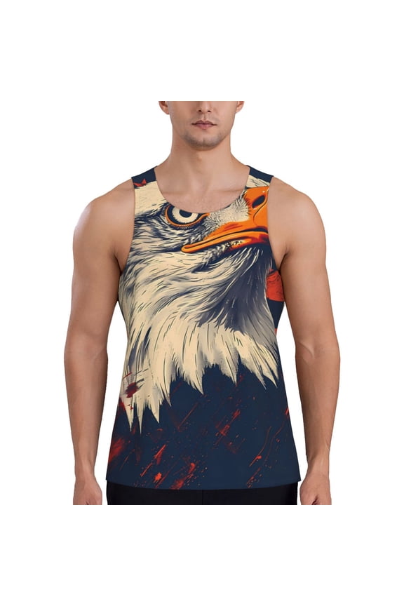 American Bald Eagle A Print Men's Workout Tank Top,Quick Dry Workout Tank Top,Gym Muscle Tee,Fitness Bodybuilding Sleeveless T Shirt-XX-Large