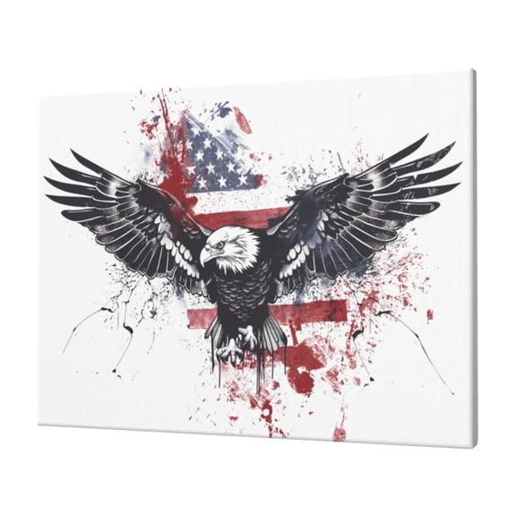 Logiee American Flag Eagle Art Print Canvas Wall Art,Canvas Picture Prints with Frame, Wall Art Decorative,Canvas Decorative,Suitable for Living Room Bedroom Office Room 30x40