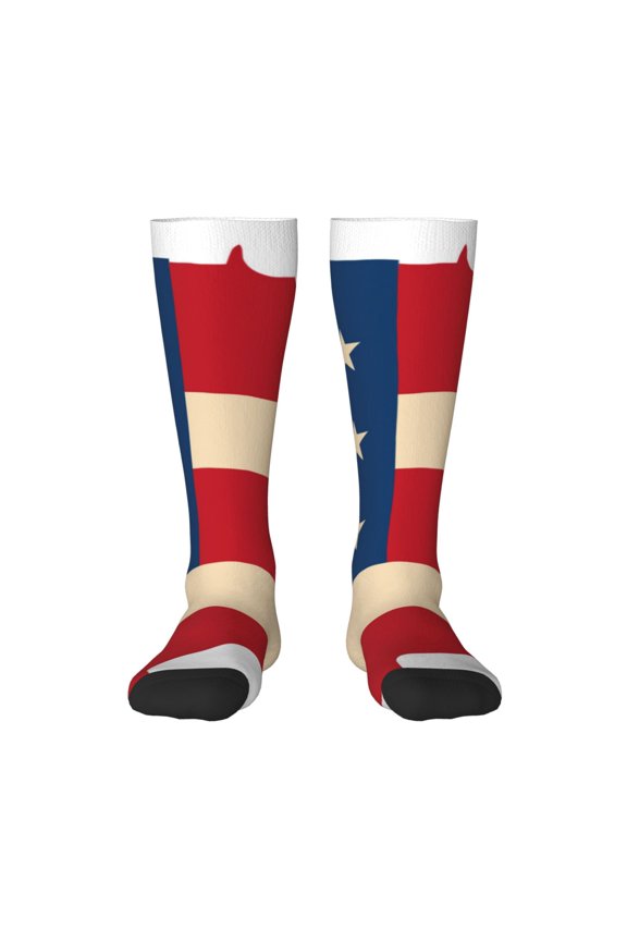 American Flag Map Print Gift Stocking Stuffers,Adult Stockings,Novelty Socks,Funny Socks Birthday Running Walking Sleeping