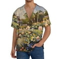 thumbnail image 1 of Logiee American Flag Rose Garden Print Men's Button Down Shirts Short Sleeve, Summer Beach Shirts,Vacation Wedding Shirts,Men's Casual Button-Down Shirts with Pocket-Medium, 1 of 5