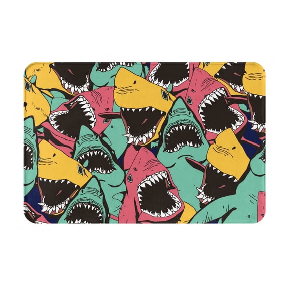 Logiee Angry Shark Pattern Print Welcome Mats for Entryway,Door Mat for Front Door,Entry Mat,Doormat for Garden, Garage, Patio, Home, Porch Decor