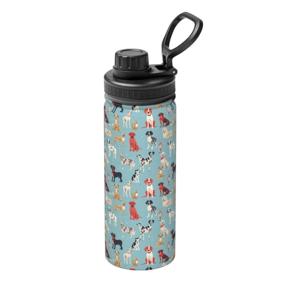 Logiee Animal Dog Print Water Bottle,18oz Sports Insulated Kettle for Cycling Gym Basketball Outdoor, Suitable as a Present