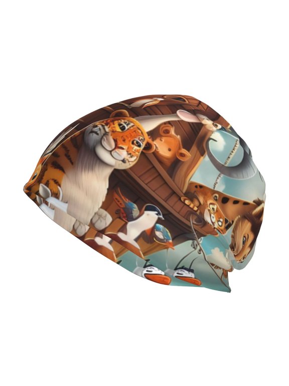 Animal Filled Noahs Ark Print Unisex Knit Beanie for Men Women Winter Hat,Beanies Skull Caps