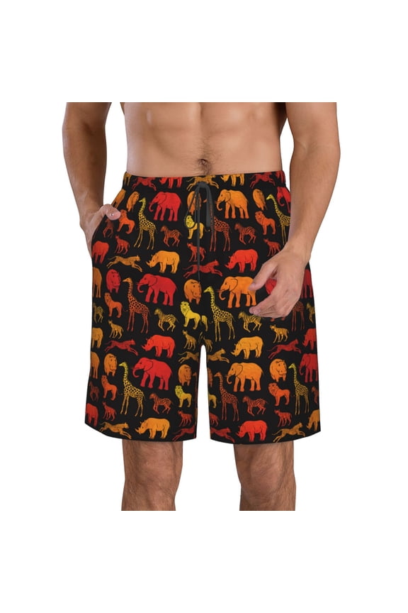 Animal Print Mens Swim Trunks Quick Dry Board Shorts,Breathable Hawaii Beach Shorts Swimwear Bathing Suits-Medium