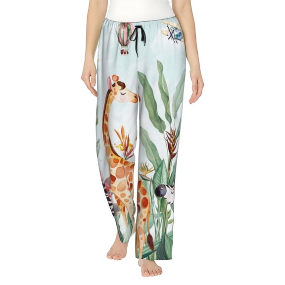Logiee Animals-1 Print Women Pajama Pants,Comfy Pj Bottom with Pockets & Drawstring,Stretch Casual Sleepwear-Medium