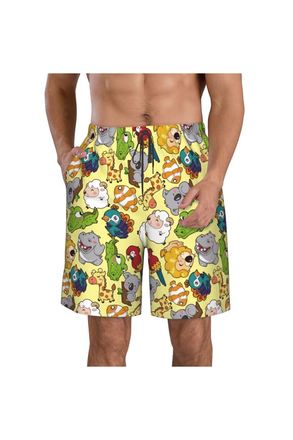 Animals Print Mens Swim Trunks Quick Dry Board Shorts,Breathable Hawaii Beach Shorts Swimwear Bathing Suits-Medium
