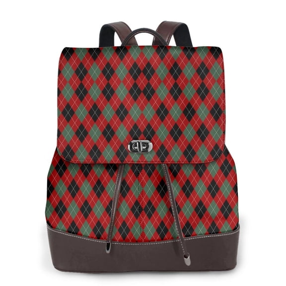Logiee Argyle Plaid Print Backpack Purse for Women,Fashion Leather Backpack Purse,Women's Leather Backpack for Work College Travel