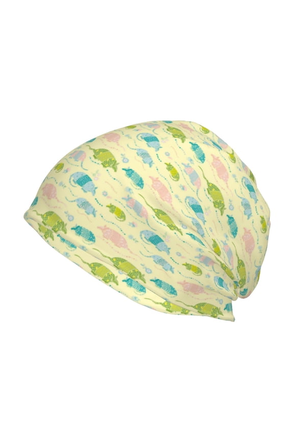 Armadillo Floral Print Unisex Knit Beanie for Men Women Winter Hat,Beanies Skull Caps