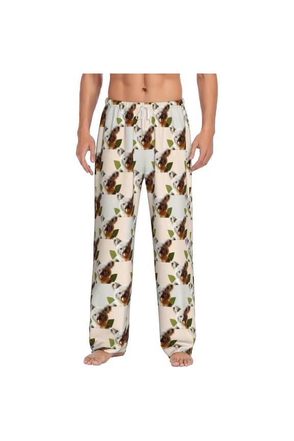 Art cute koala Print Pajama Pants for Men,Men’s Pajama Bottoms,Mens PJ Pants with Pockets & Button Fly-3X-Large