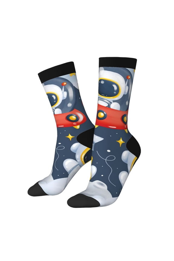 Astronaut And Space Print Adult Socks for Men & Women,Calf Socks, Ankle Socks,Boots Socks,Breathable Casual Sock,Unisex Crew Socks