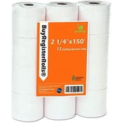 (12 Rolls) 2 1/4" x 150ft, Adding Machine Calculator Register Rolls Premium 1-ply Paper Rolls for Sharp El-1750 1801 Canon P23