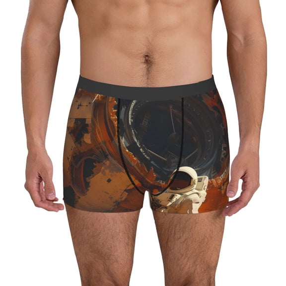 Logiee Astronaut Exploring Mars Print Mens Boxer Briefs,Boxer Briefs for Men,Breathable Stretch Underwear,Boys Boxer Briefs-Medium