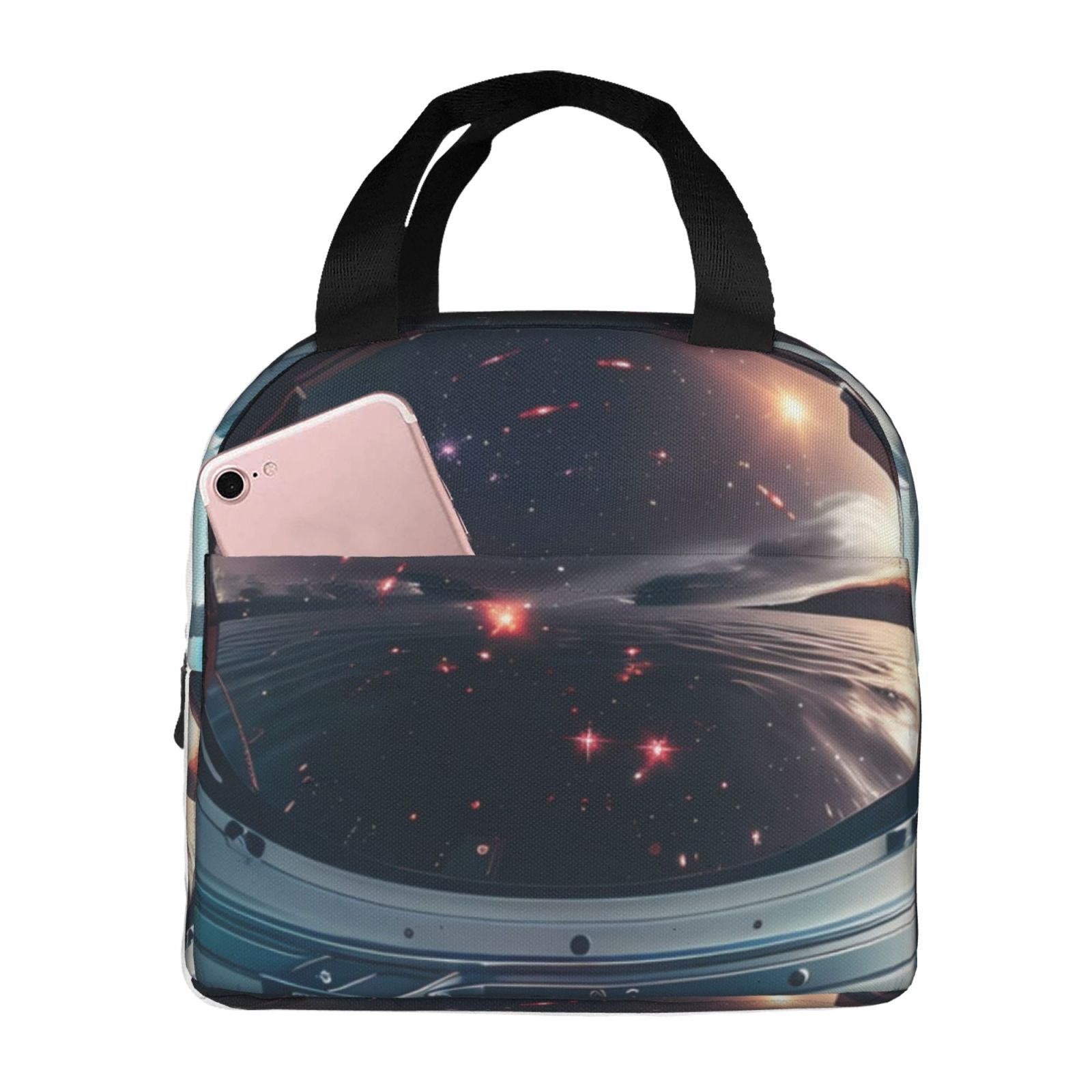 Reflection Lunch Box Logiee Astronaut Helmet Reflections Print Lunch Bag,Lunch Box for Women ...