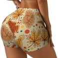 thumbnail image 1 of Logiee Autumn Animal Maple Leaves Print Women's Biker Shorts,Workout Gym Shorts,Scrunch Shorts,Tummy Control Hidden Scrunch Running Yoga Shorts-XX-Large, 1 of 8
