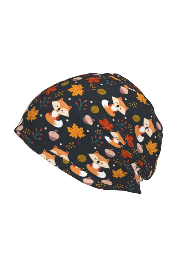 Autumn Fox Print Unisex Knit Beanie for Men Women Winter Hat,Beanies Skull Caps