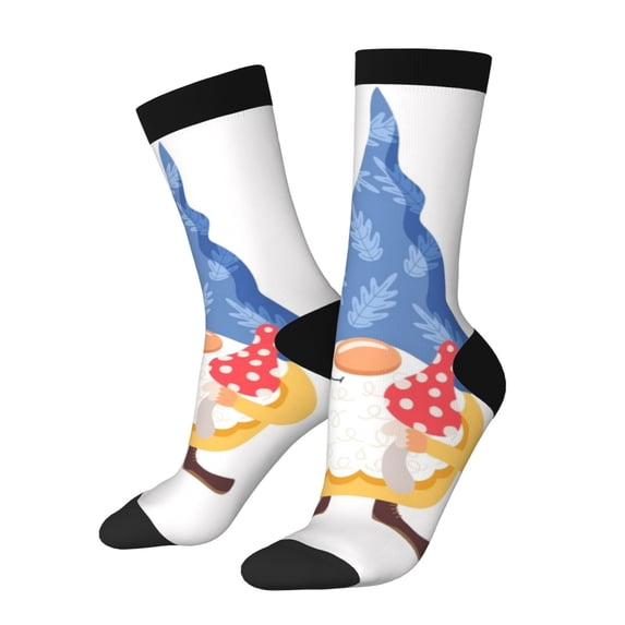 Logiee Autumn Funny Gnomes Print Adult Socks for Men & Women,Calf Socks, Ankle Socks,Boots Socks,Breathable Casual Sock,Unisex Crew Socks