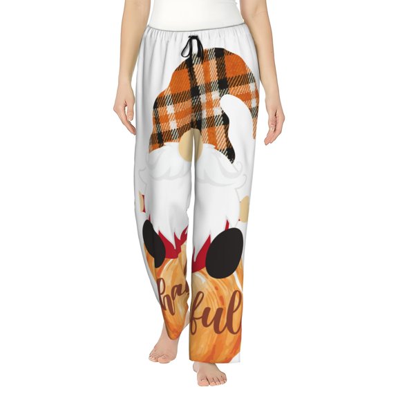 Logiee Autumn Gnomes-1 Print Women Pajama Pants,Comfy Pj Bottom with Pockets & Drawstring,Stretch Casual Sleepwear-Small