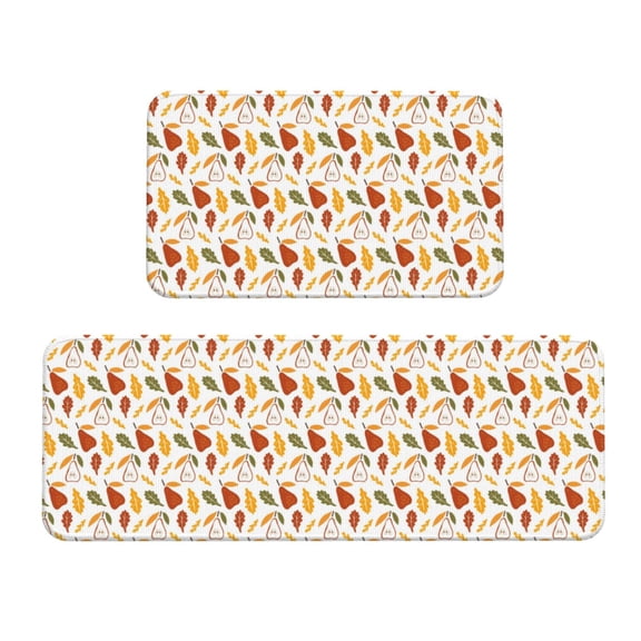 Logiee Autumn Pears Print Kitchen Mats for Floor Sets of 2,Waterproof Kitchen Rugs,Non Slip Comfort Standing Mat Rug for Home,Runner,Sink,Office,Laundry