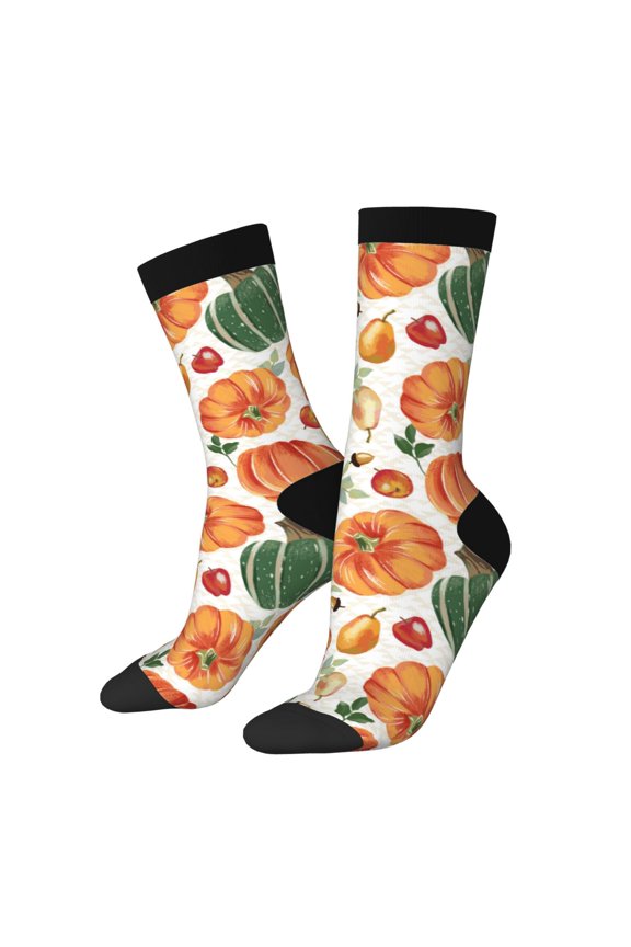 Autumn Pumpkins Print Adult Socks for Men & Women,Calf Socks, Ankle Socks,Boots Socks,Breathable Casual Sock,Unisex Crew Socks