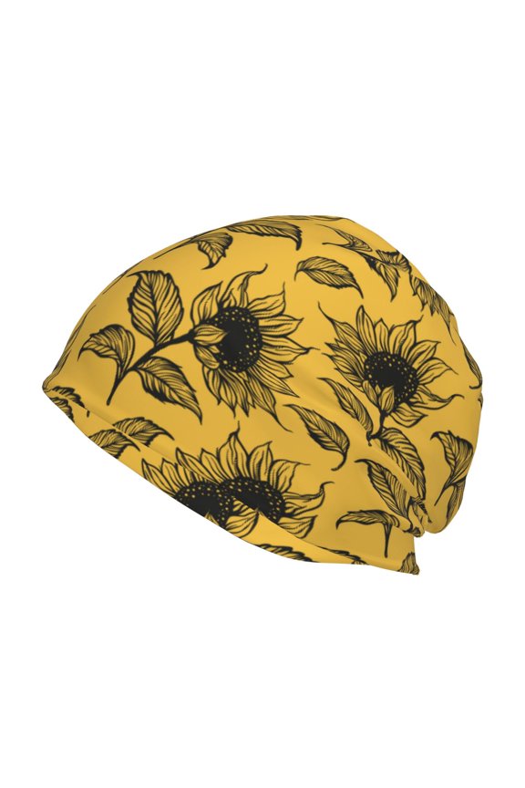 Autumn Sunflower Print Unisex Knit Beanie for Men Women Winter Hat,Beanies Skull Caps