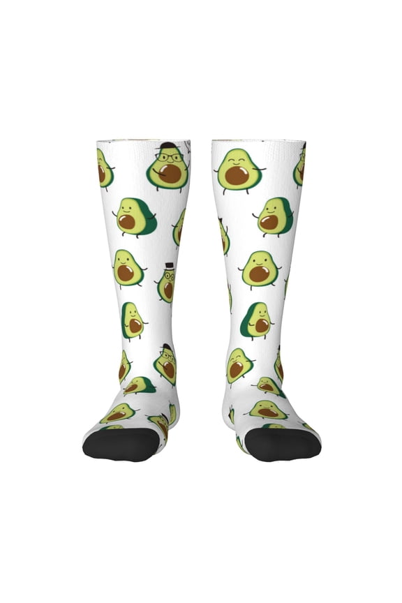 Avocado Friends Print Gift Stocking Stuffers,Adult Stockings,Novelty Socks,Funny Socks Birthday Running Walking Sleeping
