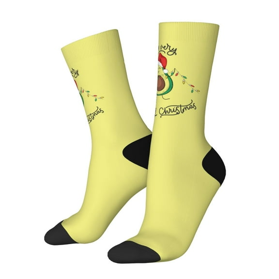 Logiee Avocado Merry Christmas Print Adult Socks for Men & Women,Calf Socks, Ankle Socks,Boots Socks,Breathable Casual Sock,Unisex Crew Socks