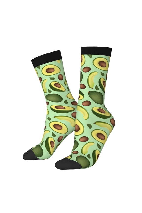 Avocado With Seeds Print Adult Socks for Men & Women,Calf Socks, Ankle Socks,Boots Socks,Breathable Casual Sock,Unisex Crew Socks