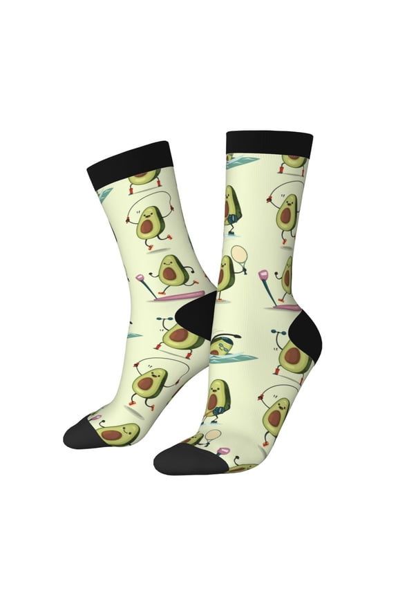 Avocado for Exercise Print Adult Socks for Men & Women,Calf Socks, Ankle Socks,Boots Socks,Breathable Casual Sock,Unisex Crew Socks