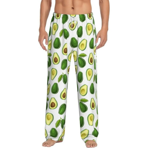 Logiee Avocado1 Print Pajama Pants for Men,Men’s Pajama Bottoms,Mens PJ Pants with Pockets & Button Fly-X-Large