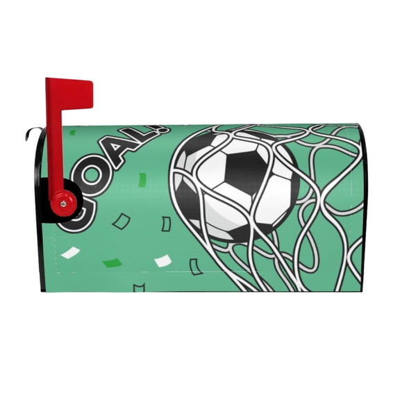 Logiee BALL INSIDE THE NET GOAL Print Post Letter Box Wrap Decor, Mailbox Cover Suitable for Standard Mailbox and Large Size Mailbox,Outdoor Yard Decoration-25.5x21 in