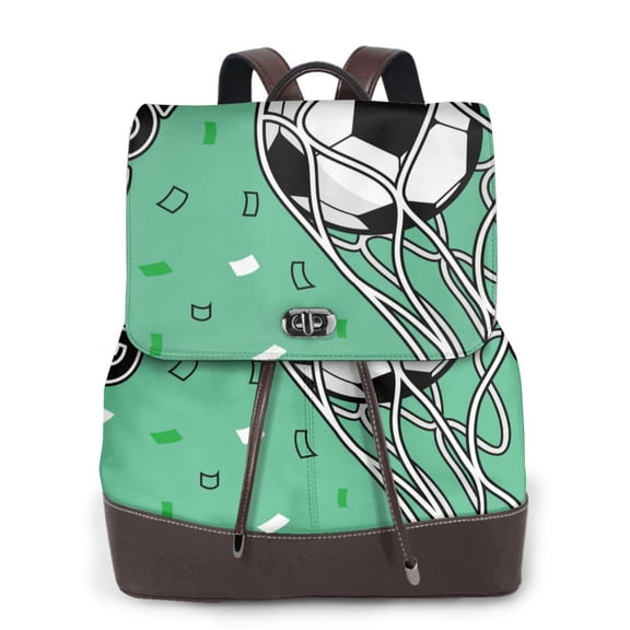 Logiee BALL INSIDE THE NET GOAL Print Backpack Purse for Women,Fashion Leather Backpack Purse,Women's Leather Backpack for Work College Travel