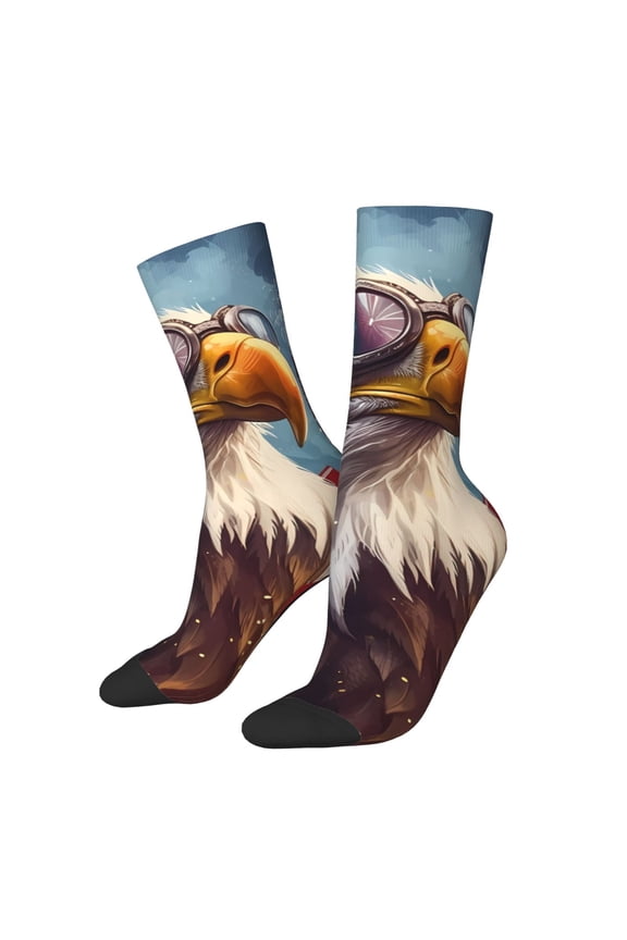 Bald Eagle Pilot Print Adult Socks for Men & Women,Calf Socks, Ankle Socks,Boots Socks,Breathable Casual Sock,Unisex Crew Socks