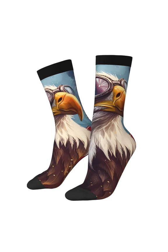 Bald Eagle Pilot Print Adult Socks for Men & Women,Calf Socks, Ankle Socks,Boots Socks,Breathable Casual Sock,Unisex Crew Socks