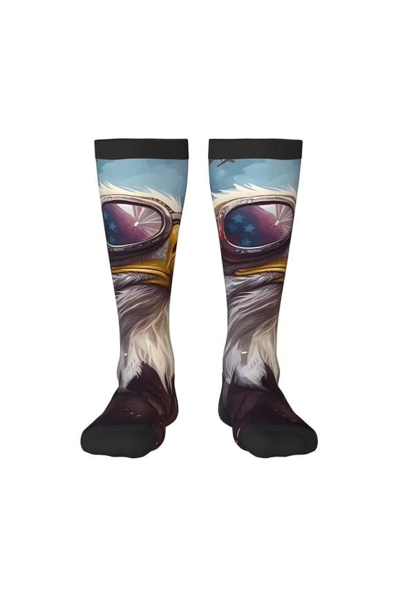 Bald Eagle Pilot Print Gift Stocking Stuffers,Adult Stockings,Novelty Socks,Funny Socks Birthday Running Walking Sleeping
