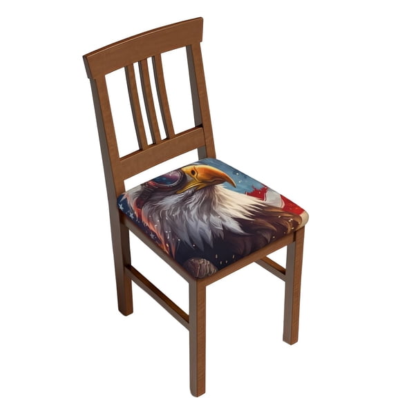 Logiee Bald Eagle Pilot Print Square Chair Seat Covers, Stretch Chair Seat Covers,Seat Chair Slipcover, Non-Slip Chair Slipcover,Furniture Protector for Indoor and Outdoor-Four Pieces