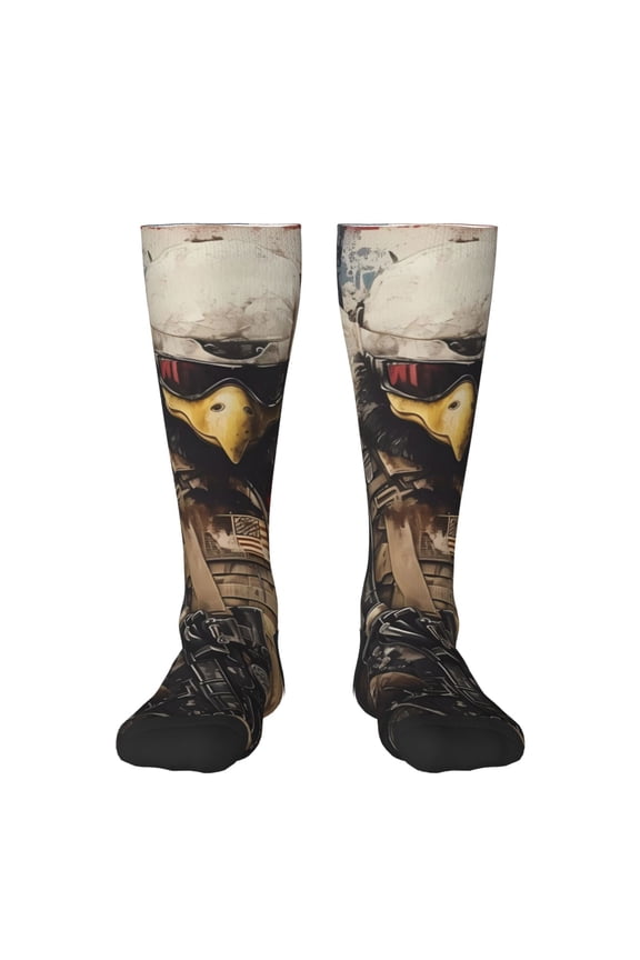 Bald Eagle Soldier Print Gift Stocking Stuffers,Adult Stockings,Novelty Socks,Funny Socks Birthday Running Walking Sleeping