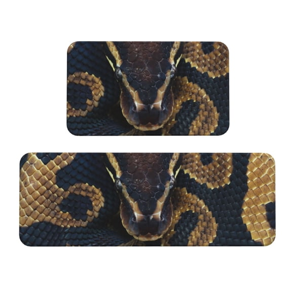 Logiee Ball Phyton Snake Print Kitchen Mats for Floor Sets of 2,Waterproof Kitchen Rugs,Non Slip Comfort Standing Mat Rug for Home,Runner,Sink,Office,Laundry