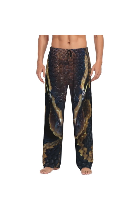 Ball Phyton Snake Print Pajama Pants for Men,Men’s Pajama Bottoms,Mens PJ Pants with Pockets & Button Fly-Medium
