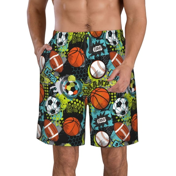 Logiee Balls Print Mens Swim Trunks Quick Dry Board Shorts,Breathable Hawaii Beach Shorts Swimwear Bathing Suits-XX-Large