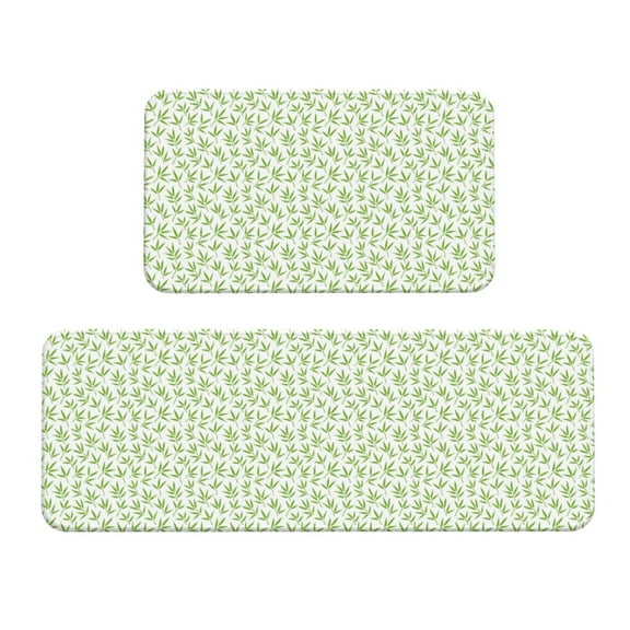 Logiee Bamboo 1 Print Kitchen Mats for Floor Sets of 2,Waterproof Kitchen Rugs,Non Slip Comfort Standing Mat Rug for Home,Runner,Sink,Office,Laundry