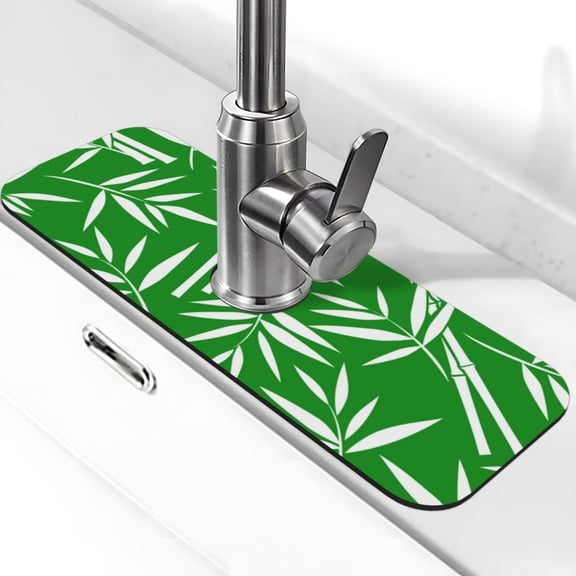 Logiee Bamboo Print Kitchen Sink Splash Guard Faucet Mat for Splash Guard Behind Faucet Drip Catcher for Kitchen,Bathroom,Sink Mat,Dish Drying Mat,Bathroom-15" X 5.5"