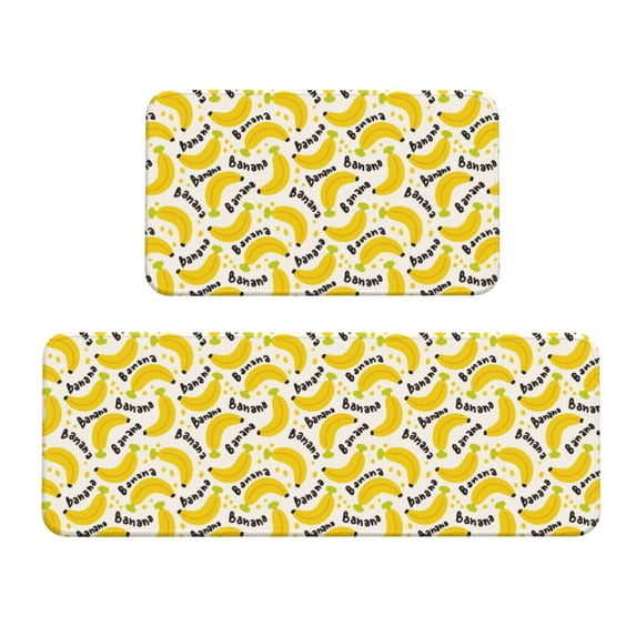 Logiee Banana Fruit Print Kitchen Mats for Floor Sets of 2,Waterproof Kitchen Rugs,Non Slip Comfort Standing Mat Rug for Home,Runner,Sink,Office,Laundry