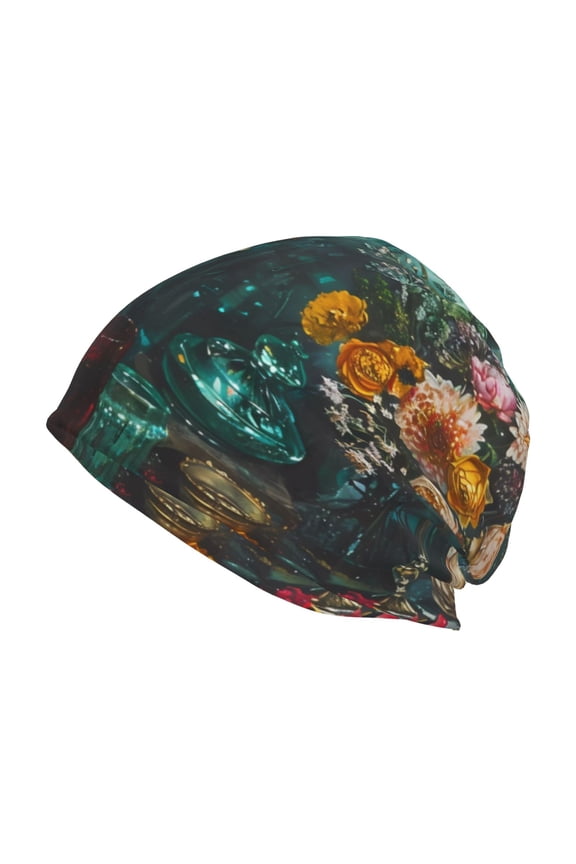 Baroque Floral Still Life Print Unisex Knit Beanie for Men Women Winter Hat,Beanies Skull Caps