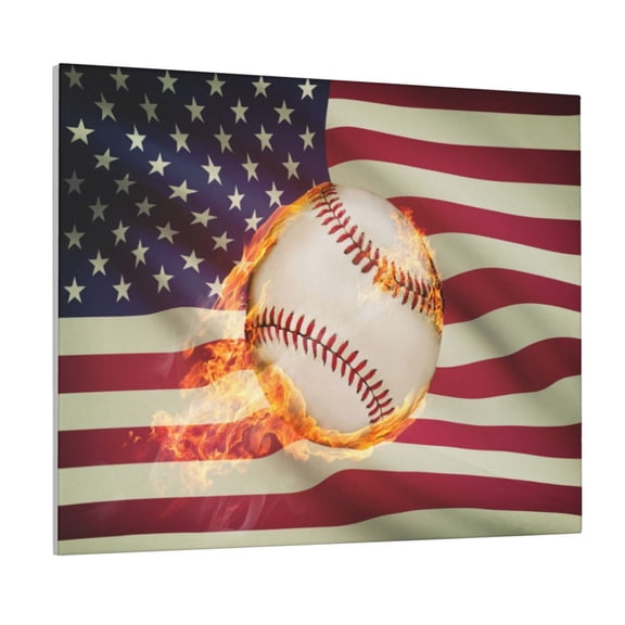 Logiee Baseball Ball With Flag Print Canvas Wall Art ,Art Poster,Canvas Decorative Picture,Decor Wall Pictures for Living Room Bedroom Bathroom,Ready to Hang