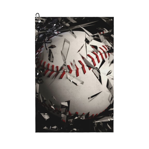 Logiee Baseball Breaking Glass Print Golf Towels,16" x 24" Portable Golf Towel for Golf Bag with Carabiner Clip to Quickly Remove Sand,Mud and Sweat