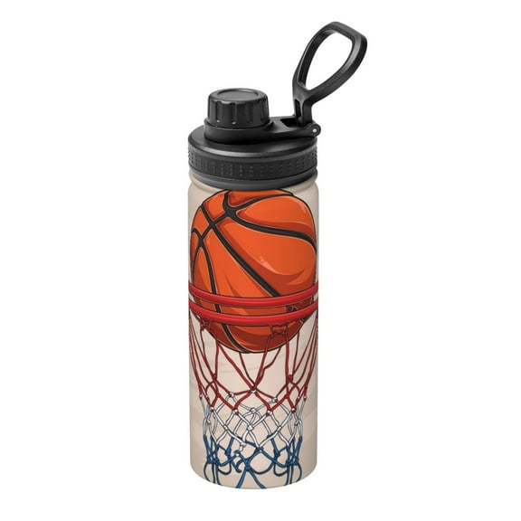 Logiee Basketball Shot Print Water Bottle,18oz Sports Insulated Kettle for Cycling Gym Basketball Outdoor, Suitable as a Present