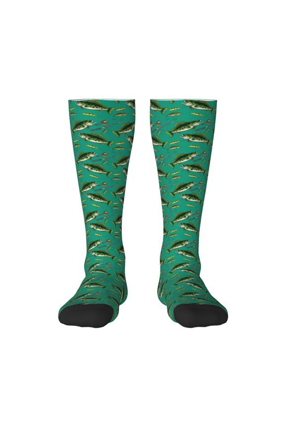 Bass Fish Print Gift Stocking Stuffers,Adult Stockings,Novelty Socks,Funny Socks Birthday Running Walking Sleeping